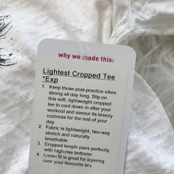 • Lululemon • Lightest Cropped Tank White New - Picture 5 of 5